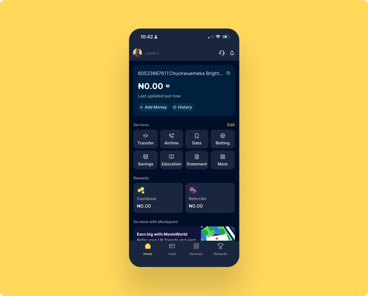 Current home screen without tooltip
