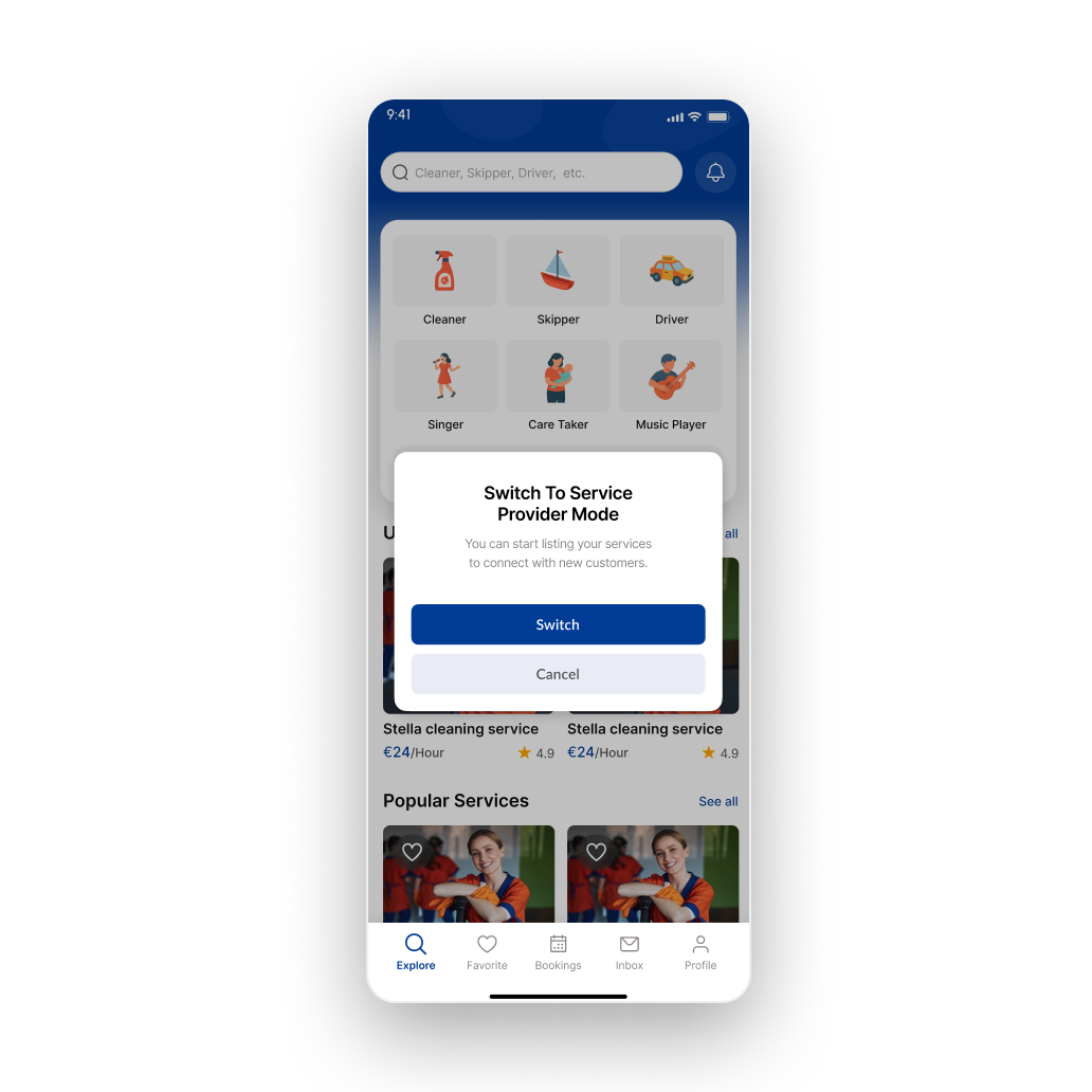 User mobile home screen 2